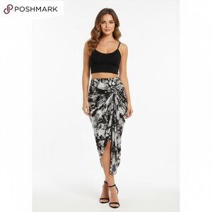 Tie Dye Ruched High Low Skirt